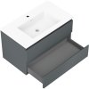 Mexen Orio, kúpeľňová skrinka 80 cm s umývadlom Otis, 2 zásuvky, grafitová matná/biela matná, 91A10-08047-2-BFF66-W18M01