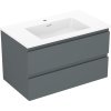 Mexen Orio, kúpeľňová skrinka 80 cm s umývadlom Otis, 2 zásuvky, grafitová matná/biela matná, 91A10-08047-2-BFF66-W18M01