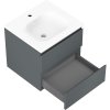 Mexen Orio, kúpeľňová skrinka 50 cm s umývadlom Vela, 2 zásuvky, grafitová matná/biela matná, 91A10-05047-2-BFF66-W23M01