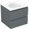 Mexen Orio, kúpeľňová skrinka 50 cm s umývadlom Vela, 2 zásuvky, grafitová matná/biela matná, 91A10-05047-2-BFF66-W23M01