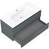 Mexen Orio, kúpeľňová skrinka 100 cm s umývadlom Vela, 2 zásuvky, grafitová matná/biela matná, 91A10-10047-2-BFF66-W23M01