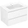 Mexen Rivel, kúpeľňová skrinka 70 cm s umývadlom Otis, 2 zásuvky, drážkovaná, biela matná, 91A20-07047-2-BFF01-W18M01