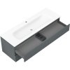 Mexen Rivel, kúpeľňová skrinka 140 cm s umývadlom Vela, 2 zásuvky, drážkovaná, grafitová matná/biela matná, 91A20-14047-2-BFF66-W23M