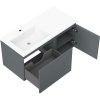 Mexen Rivel, kúpeľňová skrinka 100 cm s umývadlom Otis vľavo, 1S, 1D, drážkovaná, grafitová matná/biela matná, 91A23-10047-3-BBFF66-W18L01