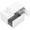Mexen Orio, kúpeľňová skrinka 100 cm s umývadlom Vela vľavo, 1S, 1D, biela matná, 91A13-10047-3-BBFF01-W23L01