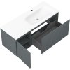 Mexen Rivel, kúpeľňová skrinka 120 cm s pravým umývadlom Vela, 1S, 1D, drážkovaná, grafitová/biela matná, 91A23-12047-3-BBFF66-W23P01