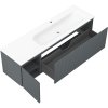 Mexen Rivel, kúpeľňová skrinka 160 cm s pravým umývadlom Vela, 1S, 1D, drážkovaná, grafitová/biela matná, 91A23-16047-3-BBFF66-W23P01