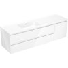 Mexen Orio, kúpeľňová skrinka 160 cm s umývadlom Otis vľavo, 2S, 1D, biela lesklá, 91A13-16047-3-BBFFF00-W18L00