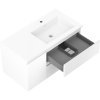 Mexen Orio, kúpeľňová skrinka 90 cm s pravým umývadlom Otis, 2S, 1D, biela matná, 91A13-09047-3-BBFFF01-W18P01