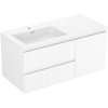 Mexen Rivel, kúpeľňová skrinka 100 cm s ľavým umývadlom Otis, 2S, 1D, drážkovaná, biela matná, 91A23-10047-3-BBFFF01-W18L01