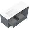Mexen Rivel, kúpeľňová skrinka 120 cm s ľavým umývadlom Otis, 2S, 1D, drážkovaná, grafitová/biela matná, 91A23-12047-3-BBFFF66-W18L01