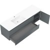 Mexen Rivel, kúpeľňová skrinka 160 cm s ľavým umývadlom Otis, 2S, 1D, drážkovaná, grafitová/biela matná, 91A23-16047-3-BBFFF66-W18L01