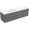 Mexen Rivel, kúpeľňová skrinka 160 cm s ľavým umývadlom Otis, 2S, 1D, drážkovaná, grafitová/biela matná, 91A23-16047-3-BBFFF66-W18L01