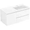 Mexen Rivel, kúpeľňová skrinka 100 cm s pravým umývadlom Otis, 2S, 1D, drážkovaná, biela matná, 91A23-10047-3-BBFFF01-W18P01