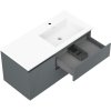 Mexen Rivel, kúpeľňová skrinka 100 cm s pravým umývadlom Otis, 2S, 1D, drážkovaná, grafitová/biela matná, 91A23-10047-3-BBFFF66-W18P01