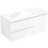 Mexen Orio, kúpeľňová skrinka 100 cm s umývadlom Vela vľavo, 2S, 1D, biela lesklá, 91A13-10047-3-BBFFF00-W23L00