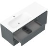 Mexen Rivel, kúpeľňová skrinka 120 cm s ľavým umývadlom Vela, 2S, 1D, drážkovaná, grafitová/biela matná, 91A23-12047-3-BBFFF66-W23L01