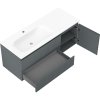 Mexen Rivel, kúpeľňová skrinka 120 cm s ľavým umývadlom Vela, 2S, 1D, drážkovaná, grafitová/biela matná, 91A23-12047-3-BBFFF66-W23L01
