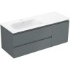 Mexen Rivel, kúpeľňová skrinka 120 cm s ľavým umývadlom Vela, 2S, 1D, drážkovaná, grafitová/biela matná, 91A23-12047-3-BBFFF66-W23L01