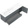 Mexen Rivel, kúpeľňová skrinka 160 cm s ľavým umývadlom Vela, 2S, 1D, drážkovaná, grafitová/biela matná, 91A23-16047-3-BBFFF66-W23L01