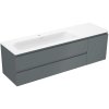 Mexen Rivel, kúpeľňová skrinka 160 cm s ľavým umývadlom Vela, 2S, 1D, drážkovaná, grafitová/biela matná, 91A23-16047-3-BBFFF66-W23L01