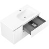 Mexen Rivel, kúpeľňová skrinka 90 cm s pravým umývadlom Vela, 2S, 1D, drážkovaná, biela matná, 91A23-09047-3-BBFFF01-W23P01