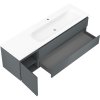Mexen Rivel, kúpeľňová skrinka 160 cm s pravým umývadlom Vela, 2S, 1D, drážkovaná, grafitová/biela matná, 91A23-16047-3-BBFFF66-W23P01