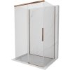 Mexen Rox-3S, 3-stenný posuvný sprchový kút 150 x 85 cm, 8mm číre sklo, ružové zlato profil, 8C2-150-085-60-00-3S