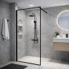 Erga Paris, sprchová zástena Walk-In 100x200 cm v čiernom ráme, 8mm číre sklo, čierny profil, ERG-V02-PARIS-100x200-BF