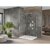 Mexen Omega, sprchovací kút s posuvnými dverami 100 (dvere) x 80 (stena) cm, 8mm číre sklo, chrómový profil + slim sprchová vanička 5cm, 825-100-080-01-00-4010