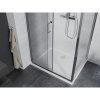 Mexen Apia, sprchový kút s posuvnými dverami 90 (dvere) x 100 (stena) cm, 6mm číre sklo, chrómový profil + slim sprchová vanička 5cm, 840-090-100-01-00-4010