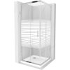 Mexen Rio štvorcový sprchovací kút 80 x 80 cm, 6mm sklo, číre sklo/pásy, chrómový profil + slim sprchová vanička 5cm, 860-080-080-01-20-4010