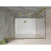 Mexen Omega, sprchovací kút s posuvnými dverami 130 (dvere) x 100 (stena) cm, 8mm číre sklo, zlatý profil + slim sprchová vanička 5cm, 825-130-100-50-00-4010