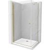 Mexen Pretoria sprchovací kút 90 x 80 cm, 6mm sklo, zlatý profil-číre sklo + slim sprchová vanička 5cm, 852-090-080-50-00-4010