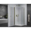 Mexen Pretoria sprchovací kút 90 x 90 cm, 6mm sklo, zlatý profil-číre sklo + slim sprchová vanička 5cm, 852-090-090-50-00-4010
