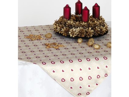Tablecloth Odasan 70x70 PRINT heart / snowflake (Barva gery)