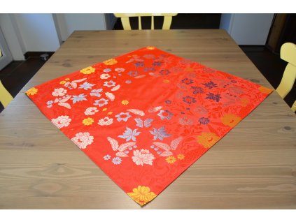 Tablecloth Ondrit 66x66 Butterflies red / st. blue