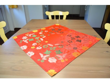 Tablecloth Ondrit 66x66 Butterflies red/green