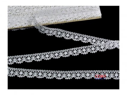 Bobbin lace 100% cotton 11 mm white (Lurex gold)