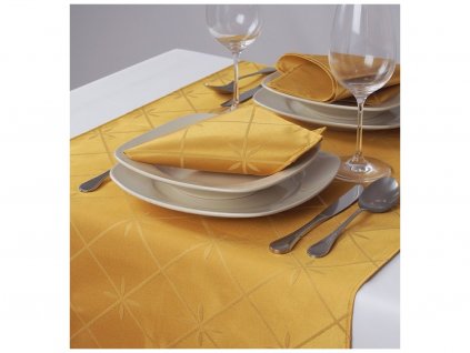 Odaska tablecloth 50x135 GRID gold