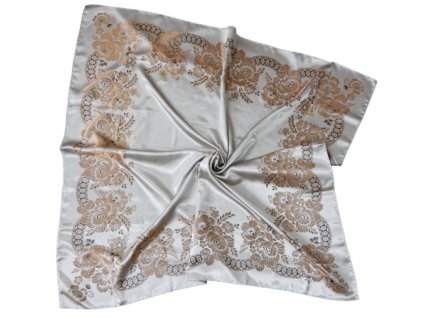 Folklore scarf Ondrin VSh 150x160 ROSE AND LACE cream