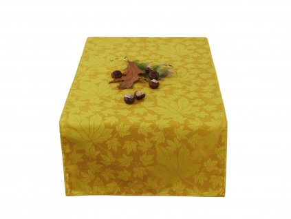 Tablecloth Odaska 40x140 MAPLE LEAF gold