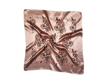 Folklore scarf Ondrin VSh 77x77 ROSE AND TULIP salmon