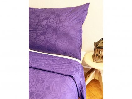 Bedding set CO damask Onetas 70x90+140x200 HALF HEART purple