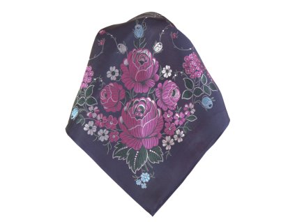 Folklore scarf Ondrit VSh 80x80 HYDRANGEA WITH WHIPS blue