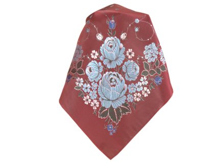 Folklore scarf Ondrit VSh 76x76 HYDRANGEA maroon