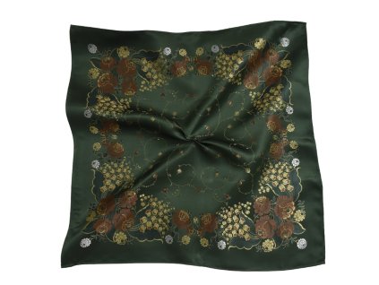 Folklore scarf Ondrit Vsh 76x76 LILY OF THE VALLEY green