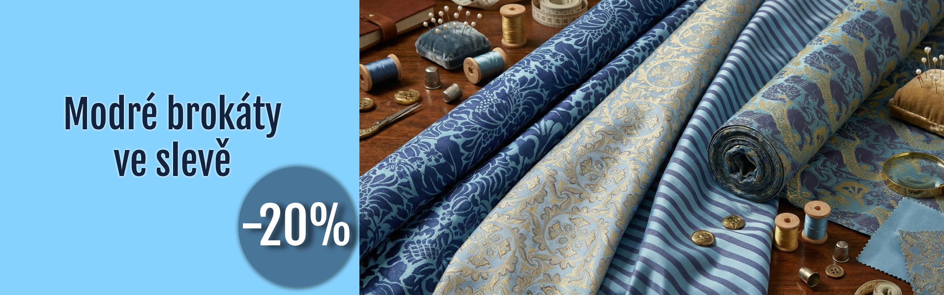 Modré brokáty ve slevě