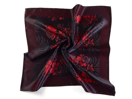 Šátek Ondrin VSh 76x76 RŮŽE A TULIPÁN černá