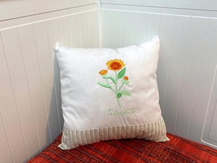 Pillow HERB 30x30 100% ba canvas CALENDULA embroidery